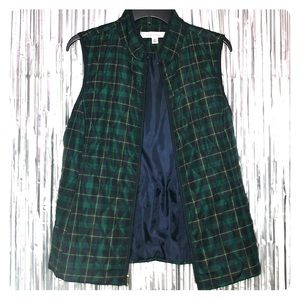 Plaid green puffer vest